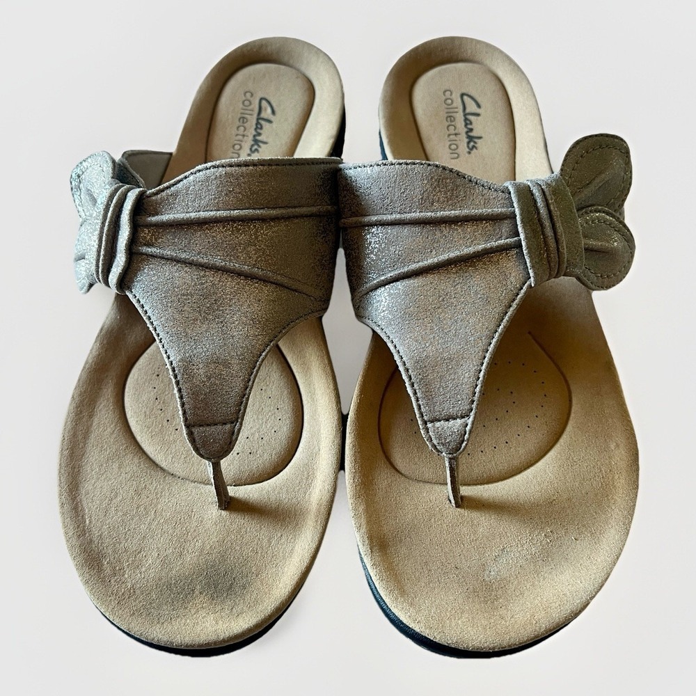 Clarks Collection Laurieann Rae Taupe Thong Sandals Women's Size 10M - Picture 2 of 7